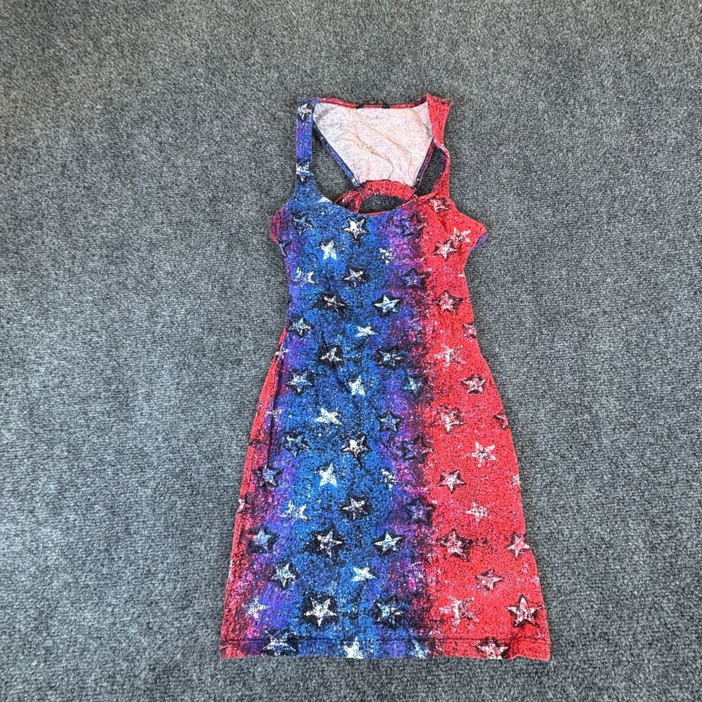 Guess Tank Dress Womens XS Red Blue American Patriotic Star Graphic Racerback